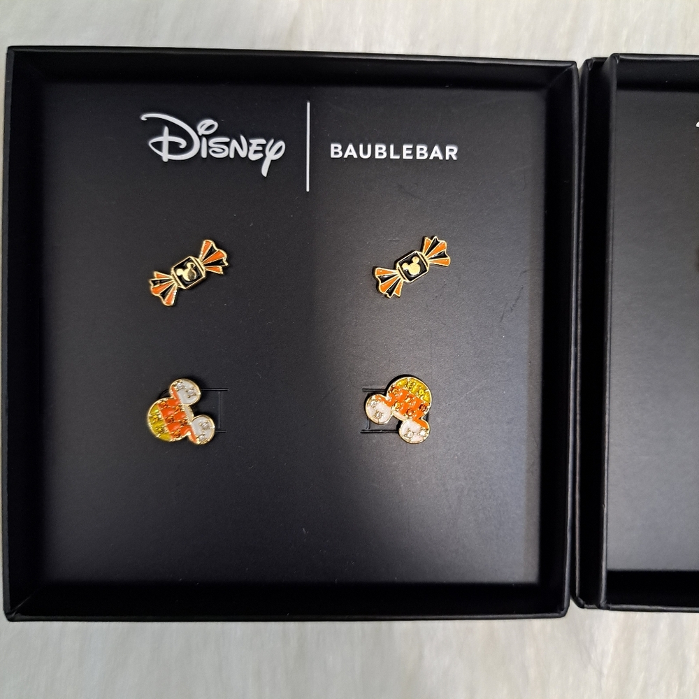 BaubleBar X Disney Mickey Mouse Halloween Stud Earrings Candy Corn 3 Boxes - Picture 2 of 5